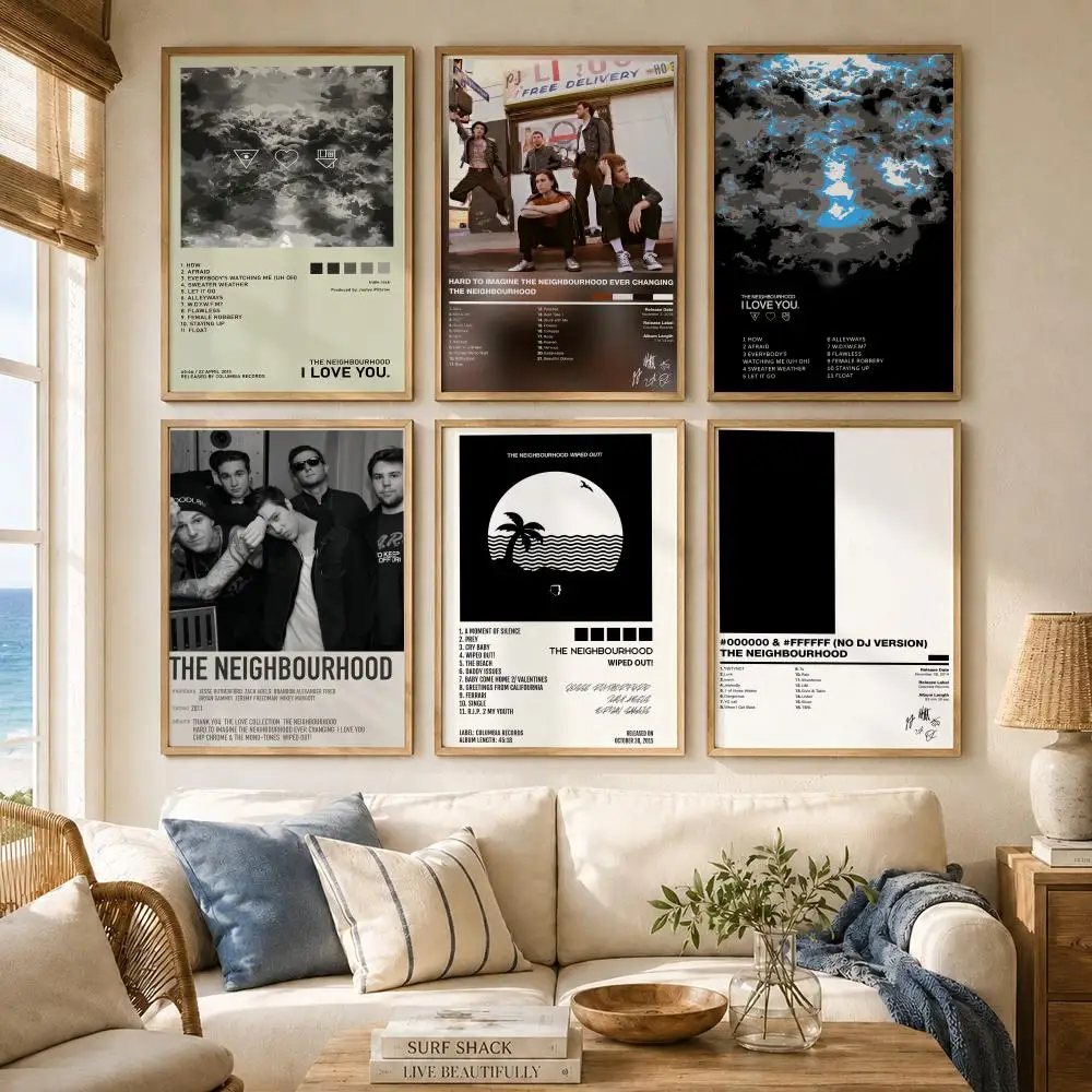 Indie Rock Band T-The Neighbourhood Poster Versatile HD Waterproof Wall Art Self-Adhesive Decor for Any Space Ideal Gift