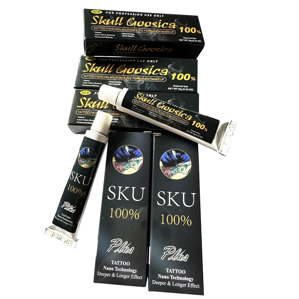 

100% SKU New SKULL Gooscia Tattoo Cream Before Permanent Makeup Microblading Piercing Eyebrow Lips Liner Tattoo Accessories 10g