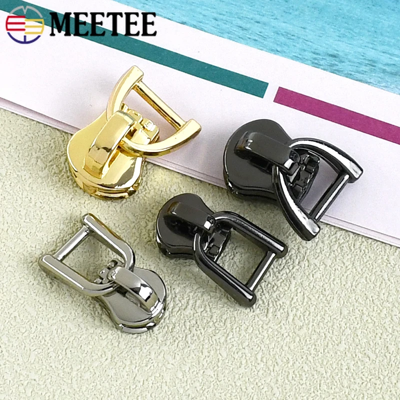 5/10Pcs Meetee 3#5#8#10# D Ring Zipper Slider for Metal Zippers Bag Jacket Zips Puller Head Clothes Zip Repair Sewing Accessory