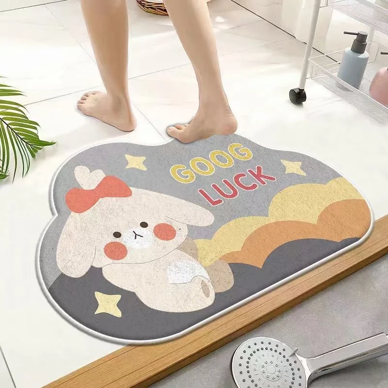 Panda Cartoon Dog Pattern Soft Cushion Bath Mat Quick Dry Super Absorbent Non-slip Bathroom Rug Diatom Mud Carpets Waterproof