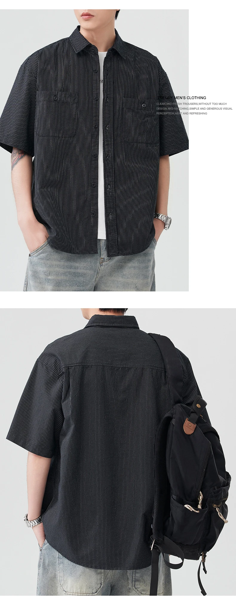 Summer shirt for teenagers, moisture absorption and breathability, button down summer shirt, short sleeved casual Karaoke men's