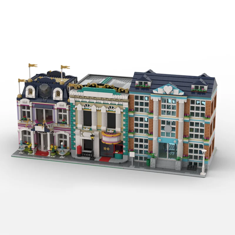 Ciudad escena de calle Moc Modular Art School Corner modelo DIY, juguete creativo para niños, regalo, bloques de construcción, MOC-103824