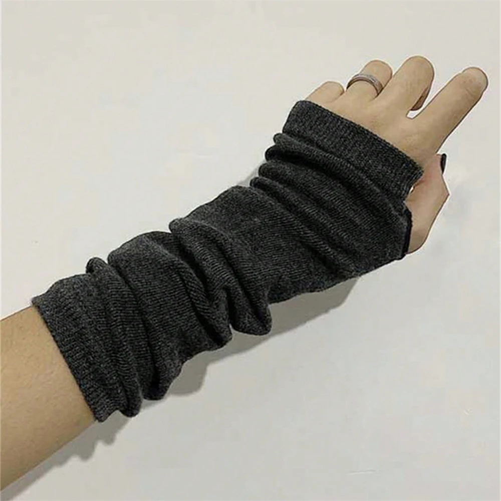 Un par de guantes largos Punk sin dedos, puños para mujeres y hombres, guantes de Hip-hop para exteriores, manoplas para codo, manopla calentadora de brazos elástica fresca para invierno