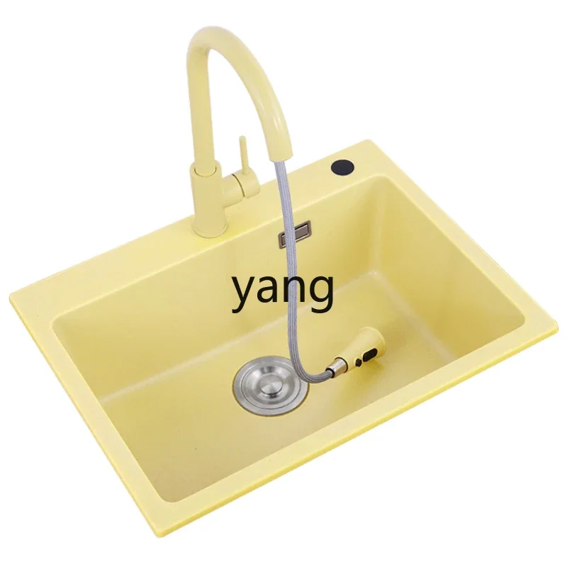 xyy light yellow kitchen vegetable sink quartz stone sink single slot thickened dishwasher single basin size number