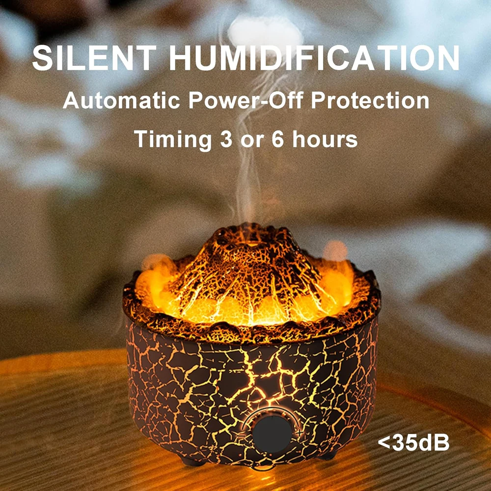 Volcano Flame Essential Oil Diffuser - 2-in-1 Cool & Warm Mist Humidifier, Color-Changing LED for Bedroom, Office, Yoga & Gifts