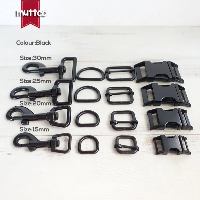 1set (metal buckle+adjust buckle+D ring+metal dog clasp/set) 15,20,25,30mm webbing zinc alloy DIY dog collar accessory 4 colors