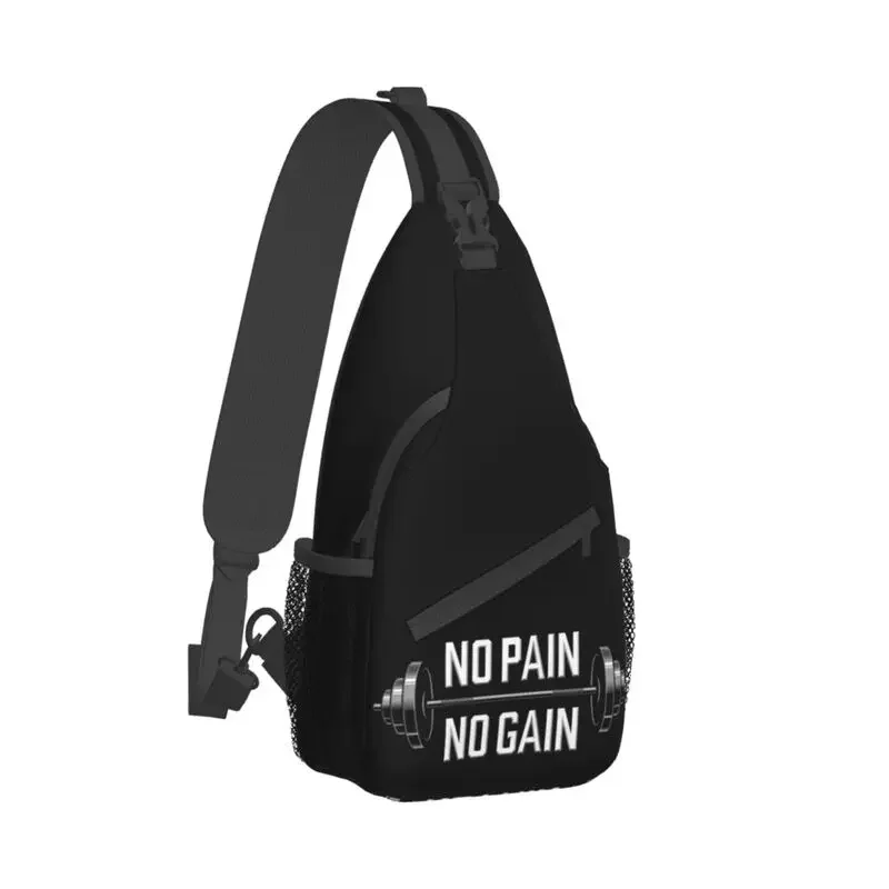 No Pain No Gain Gym Motivational Quote Sling Chest Crossbody Bag Men Fashion Bodybuilding Workout Shoulder Backpack for Hiking