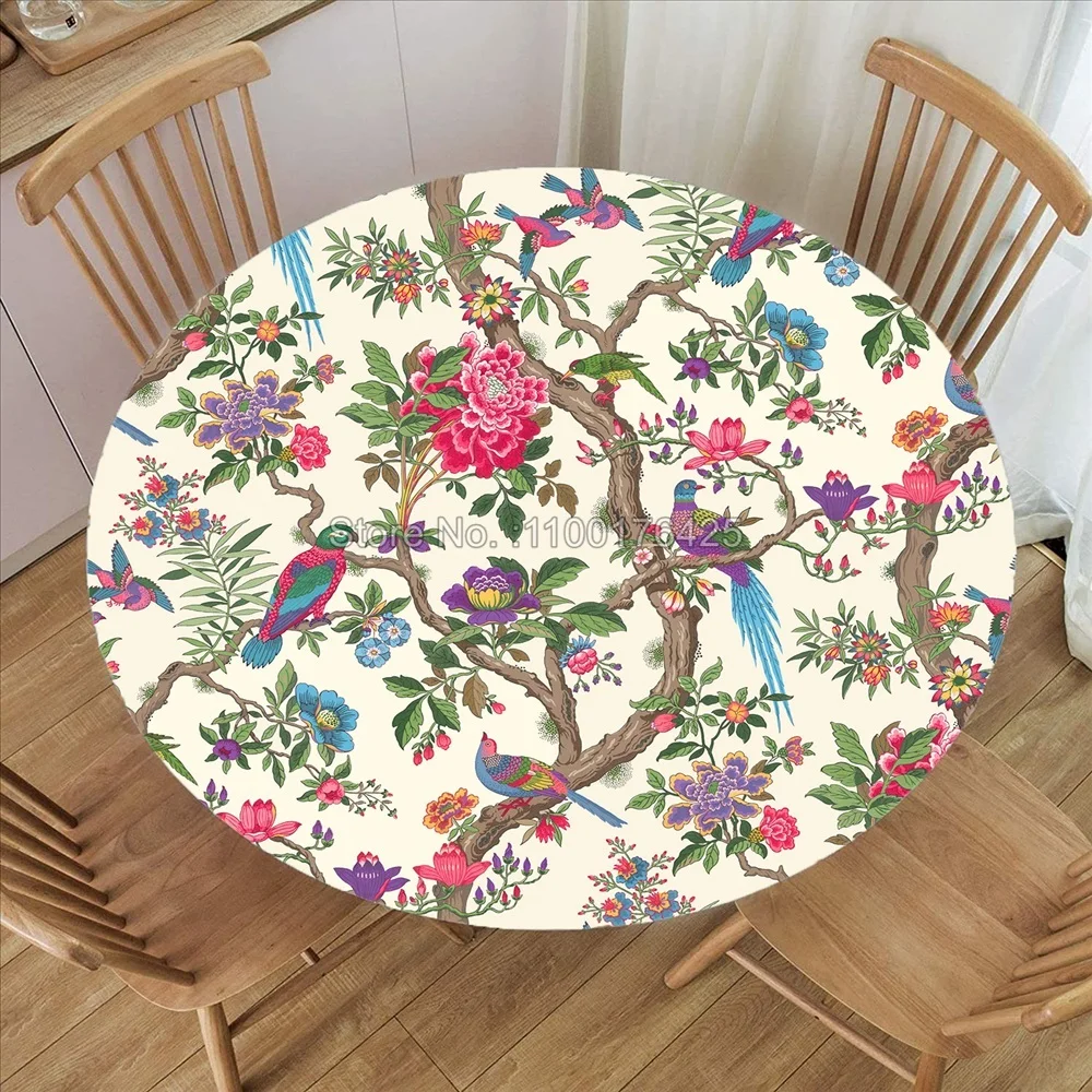 Nappe ronde à fleurs Paisley, couverture de Table imperméable à bords élastiques, nappe de Style bohème Mandala pour salle à manger et fête