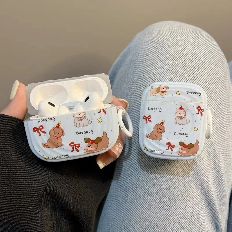 

For Airpods Pro2 Pro Silicone Earphone Case for Airpods 1 2 3 4 Shockproof Cute Bow Dog Earphones Anti-drop Case