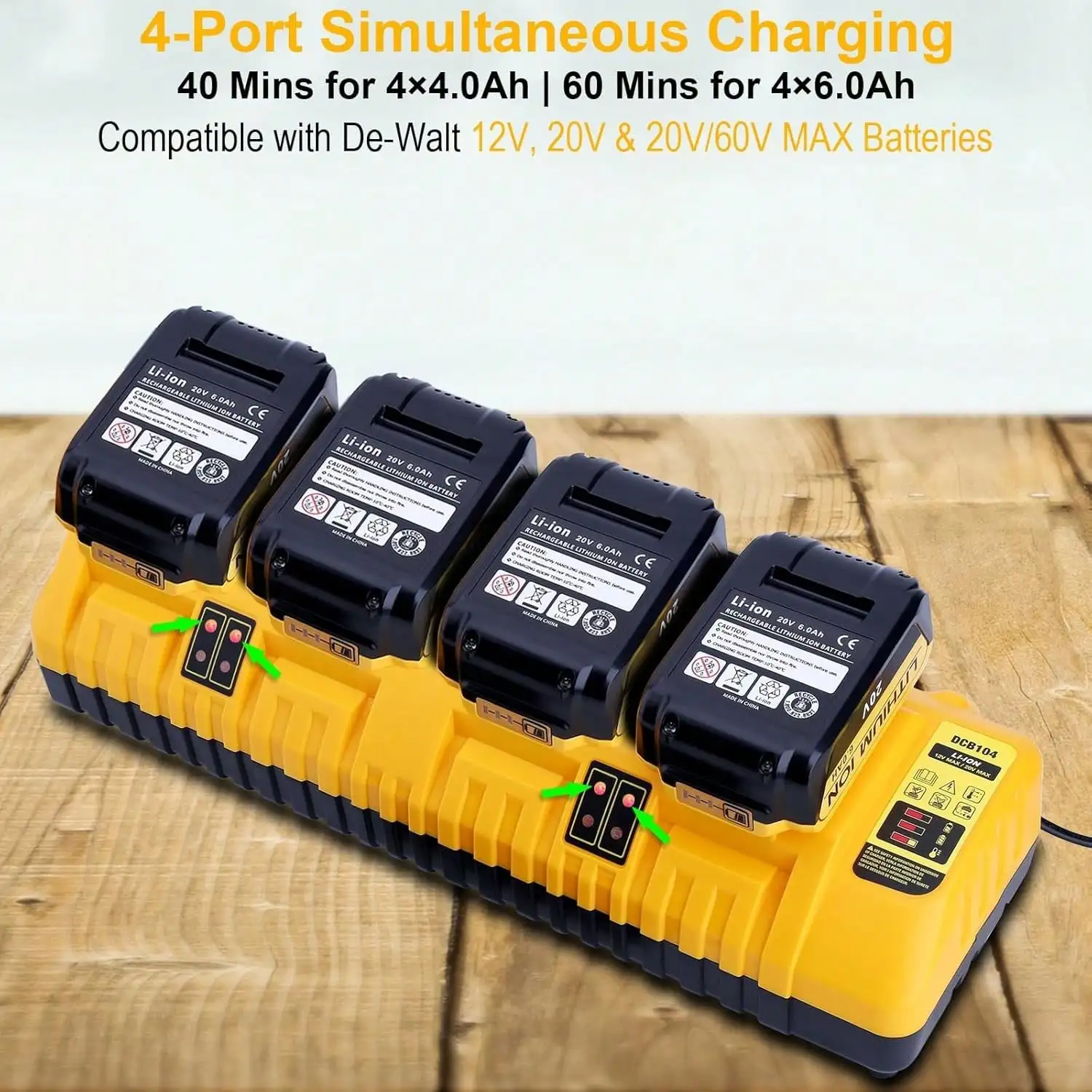 

Зарядное устройство для замены зарядной станции Dewalt 12V/20V Max DCB104, совместимое с Dewalt 12V/20V Max Lit