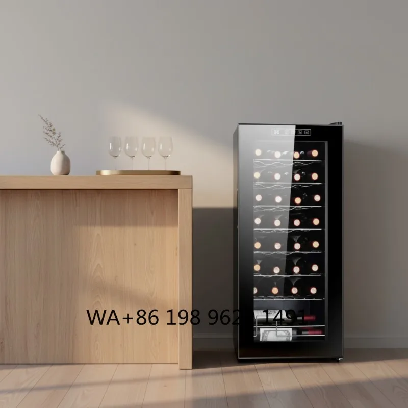 32 Bottles Freestanding Wine Cooler Cabinet Constant Temperature Humidity Control Home Cellar Refrigerato