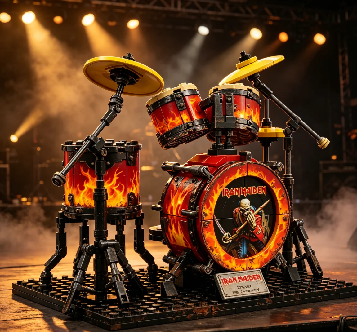 

Iron Maiden Drum DIY Sculpture, Union Jack Rock Desktop Ornament, Concert Stage Art Decor for Rock Music Collectors