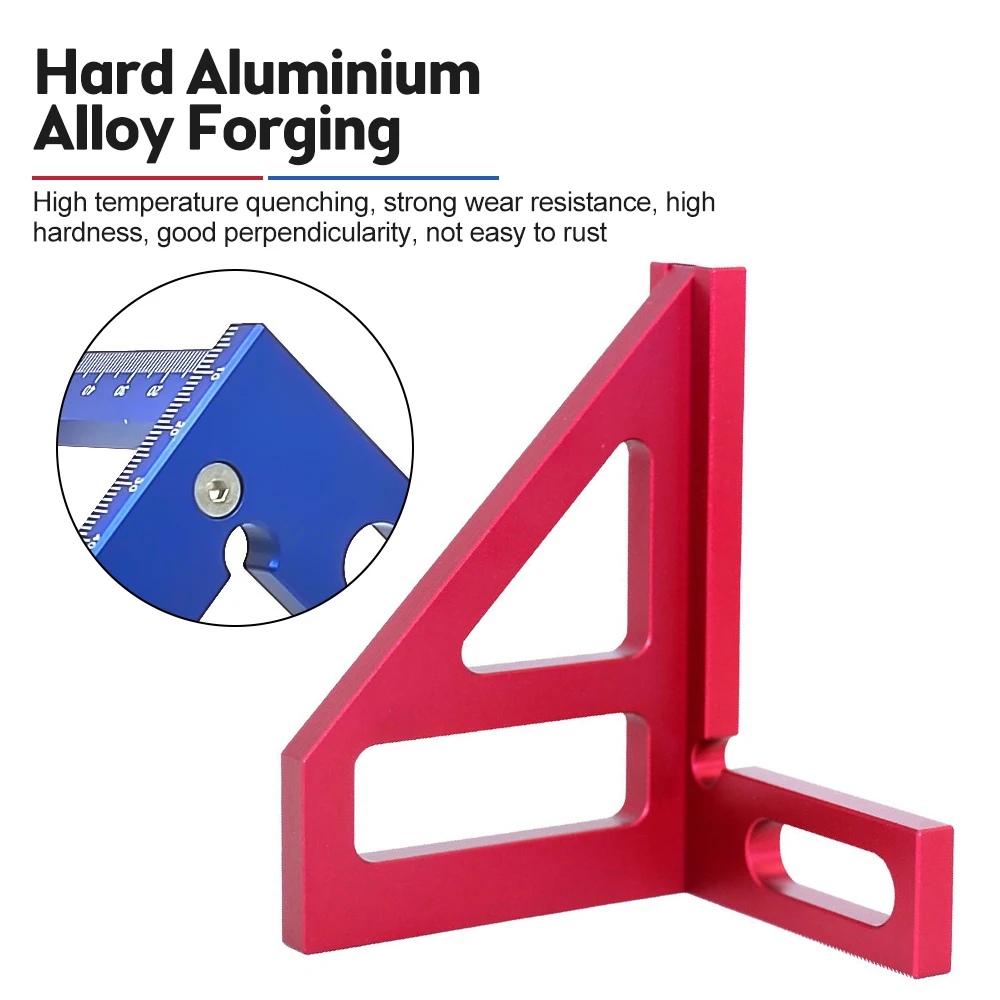 Woodworking Square Protractor Aluminum Alloy Miter Triangle Ruler High Precision Layout Measuring Tool for Engineer Carpenter