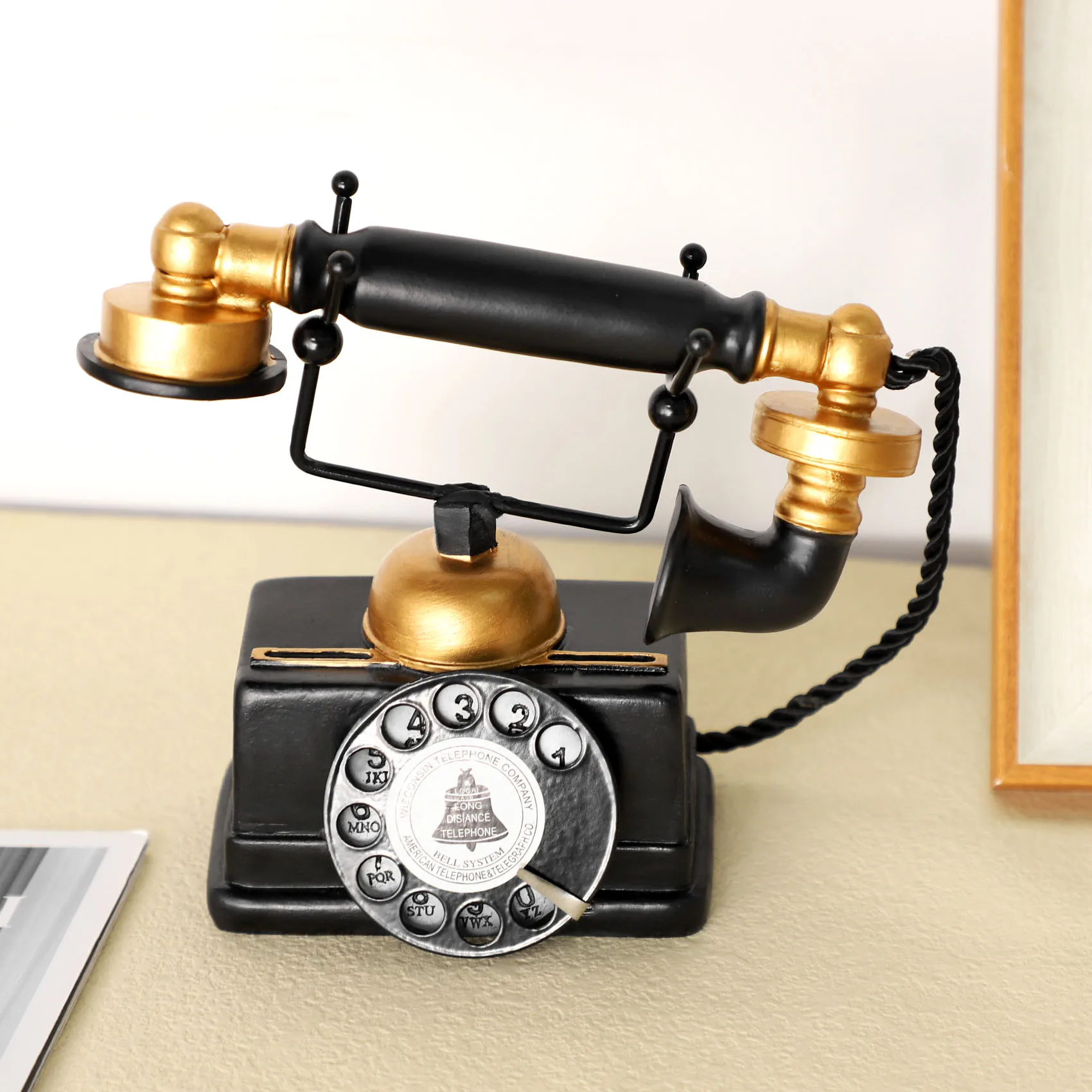 

AB15-Industrial Loft Retro Rotary Phone Model Crafts Decoration Shop Cafe Living Room Showcase Decoration Decoration Shoot Props
