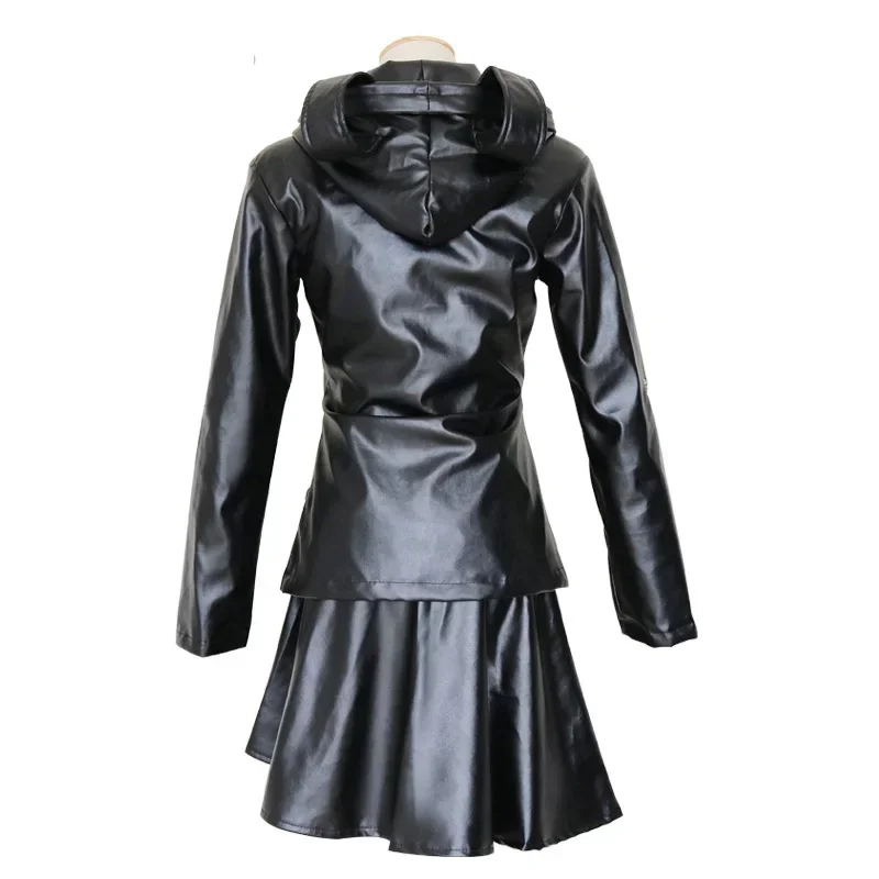 Anime Tokyo Ghoul Touka Kirishima Cosplay Costume Full Set Uniform PU Leather Black Dress Hoodie Women Halloween Fighting Dress