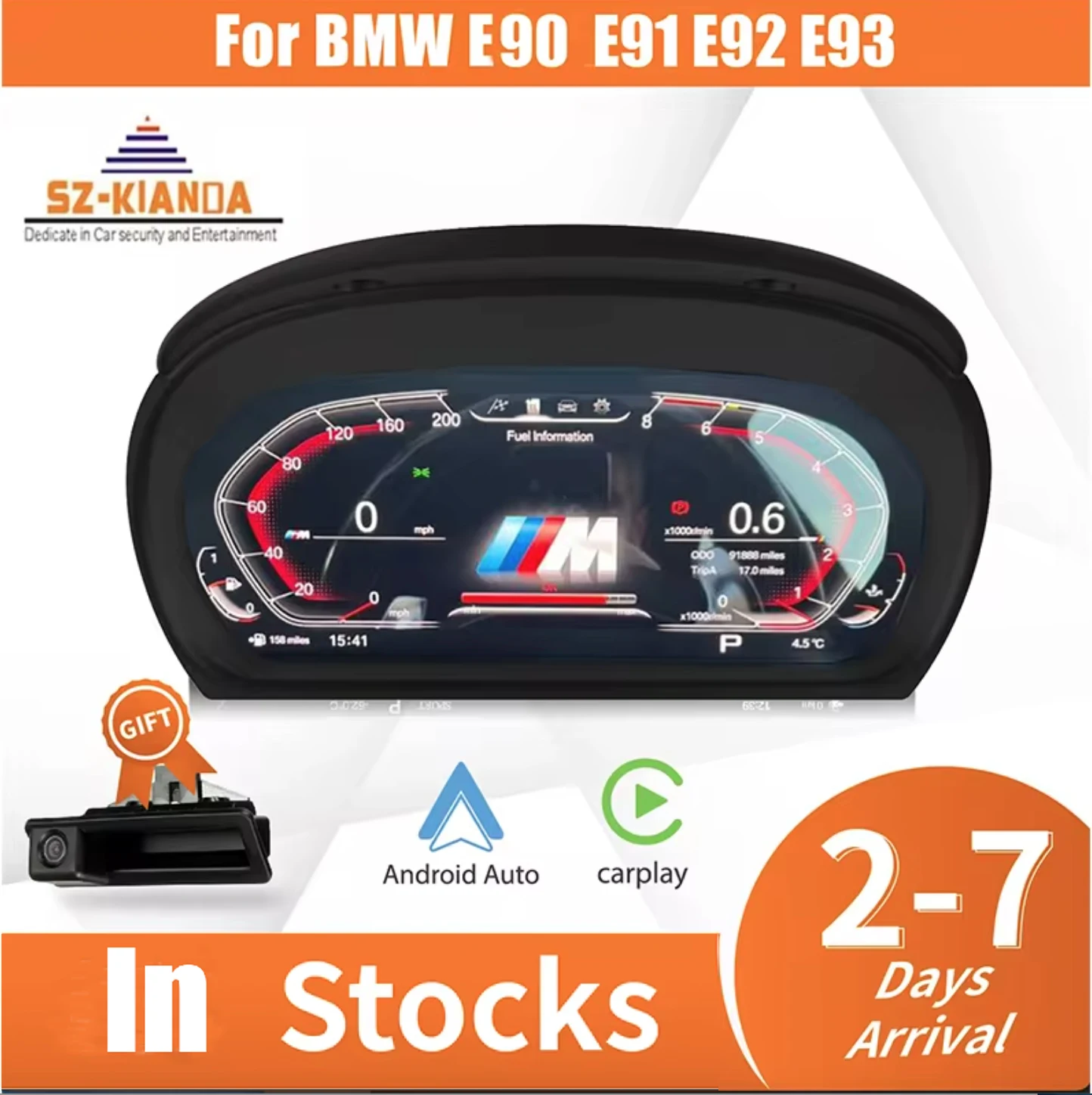 Carte Prada LCD numérique pour BMW Série 3, E90, E91, E92, E93, instrument de cluster, cockpit, compteur de vitesse Tyor, 2024 d'origine, dernier, en effet, 12.3