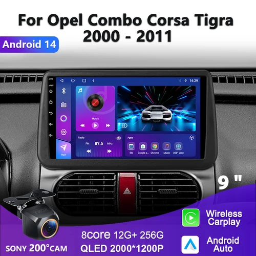 2k Incell Bildschirm Android 14 für Opel Combo Corsa Tigra 2001-2011 Autoradio Multimedia Nr. 2din DVD Auto Player GPS Navigation