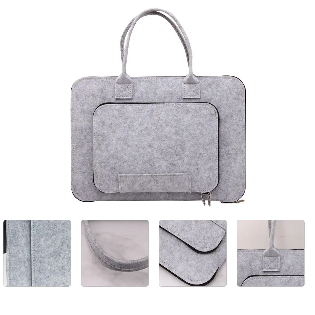 

Laptop Bag Light Grey Portable Business Container Ultra Thin Anti Shock Wear Resistant Durable Computer Handbag Tablet Storage