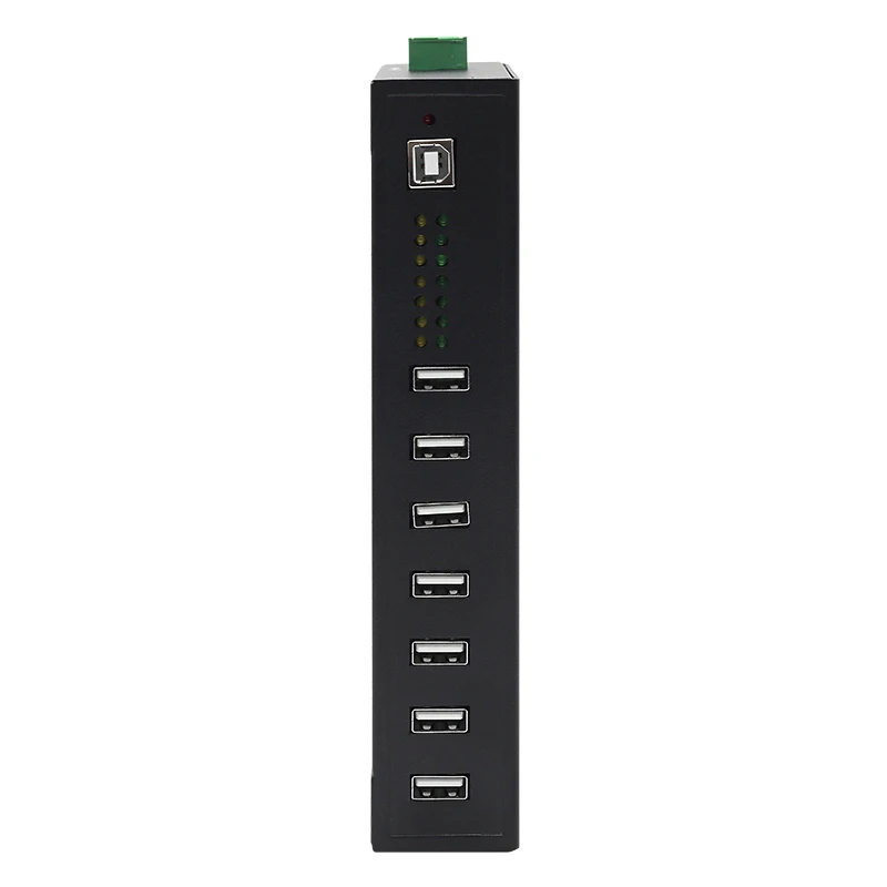 UOTEK 7 Ports Industrial USB Hub DC12~48V Voltage USB 2.0 Standard with ±8KV USB Static Protection Support Multi-Systems UT-807
