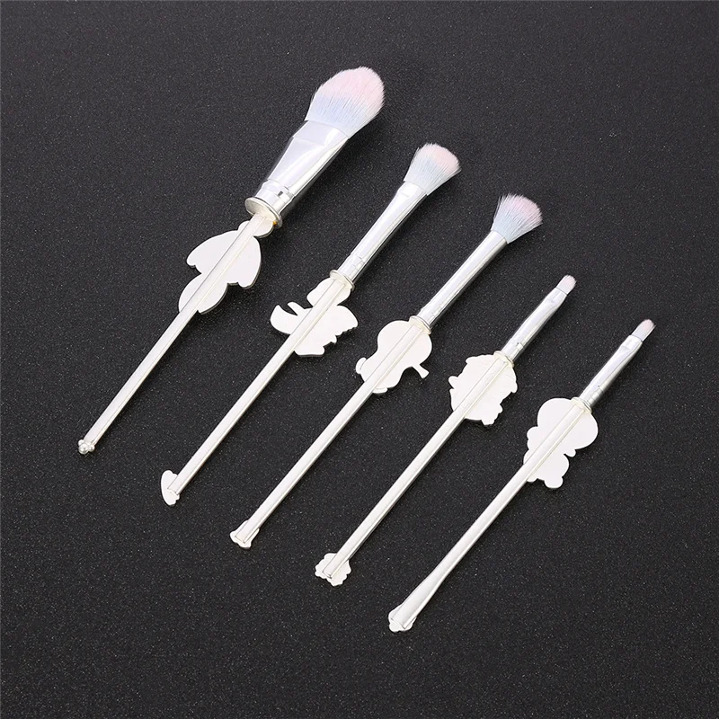 5pcs/set Cartoon Animal Crossing Brush Set Foundation Eye Makeup Brush Eyeliner Lip Brush Women Girl Face Cosmetic Tool