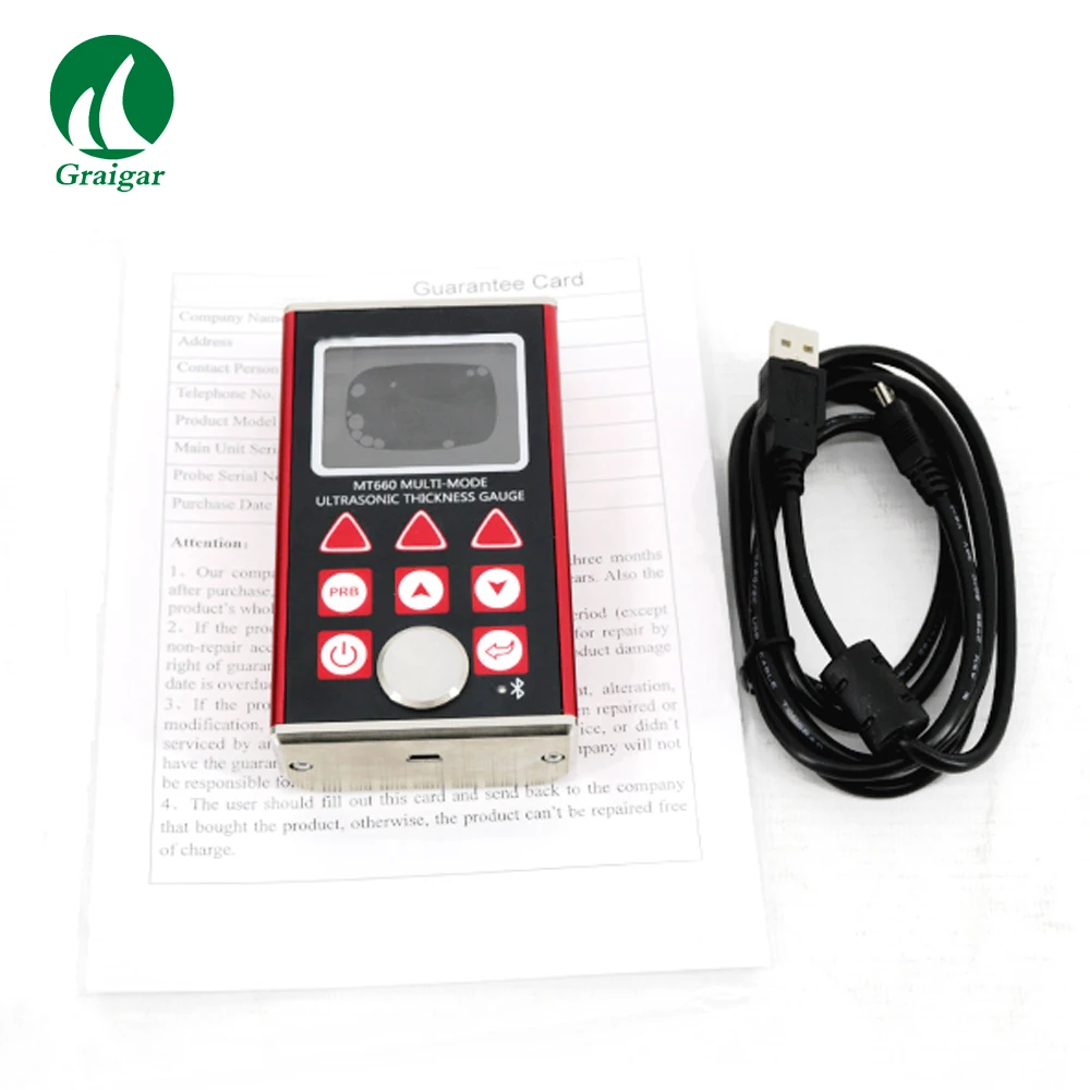 ljc  new MT660 Multi-Mode Ultrasonic Thickness Gauge Thickness Meter Tester Measuring Range 0.65-600mm( P-E)/3-100mm (E-E)