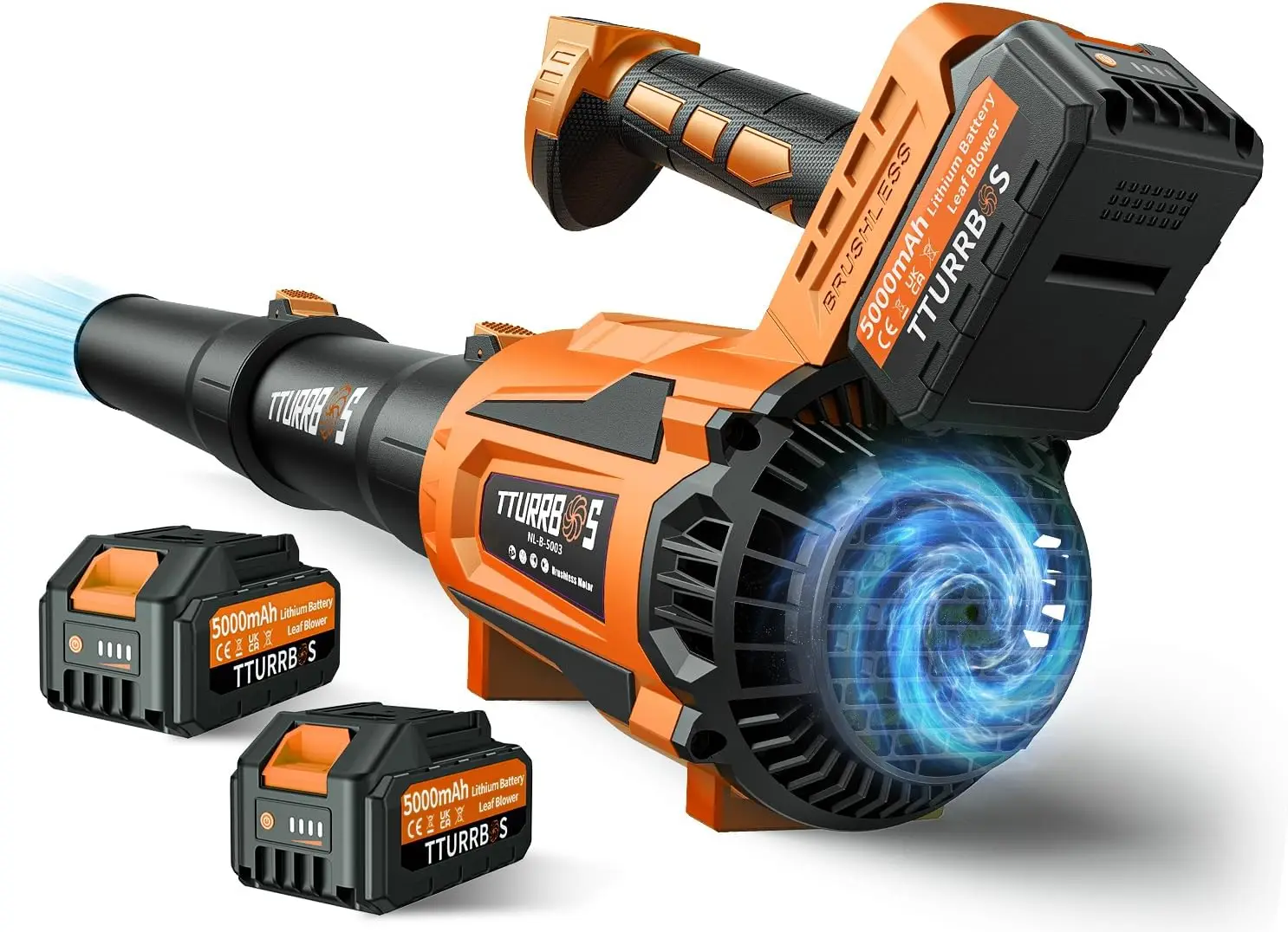 

Cordless Leaf Blower with 650CFM Brushless Motor, 6-Speed Control, Ergonomic Handle, Includes 2 Batteries & Fast Charger