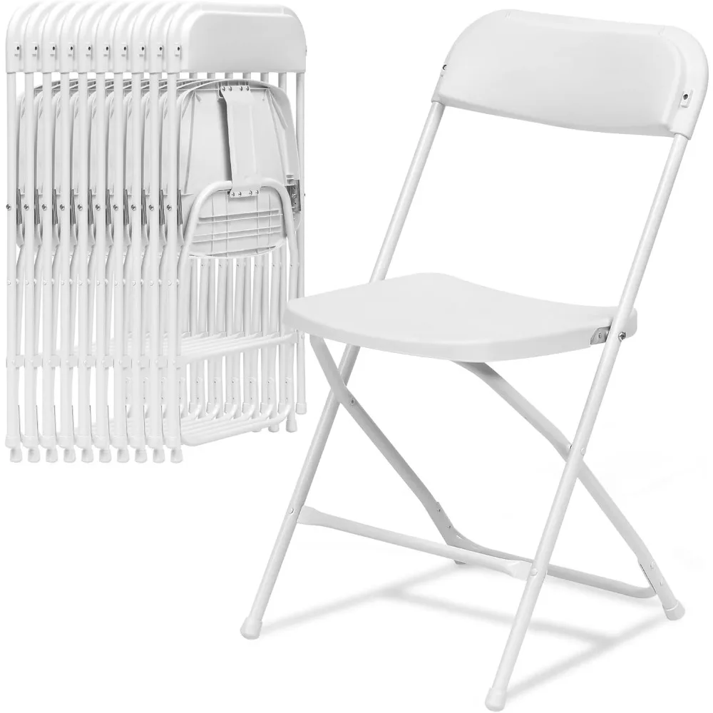 

10 Pcs White Plastic Folding Chairs for Indoor Outdoor Wedding Party, Portable Plastic Folding Chair Party Chairs with S