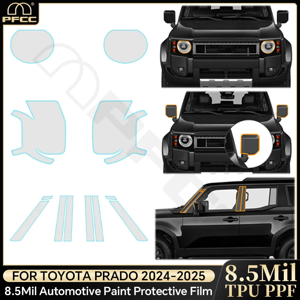 

Headlight Rearview B C Pillar TPU Paint Protection Film Anti-scratch Pre-cut PPF Clear Bra Resistant For Toyota Prado 2024 2025