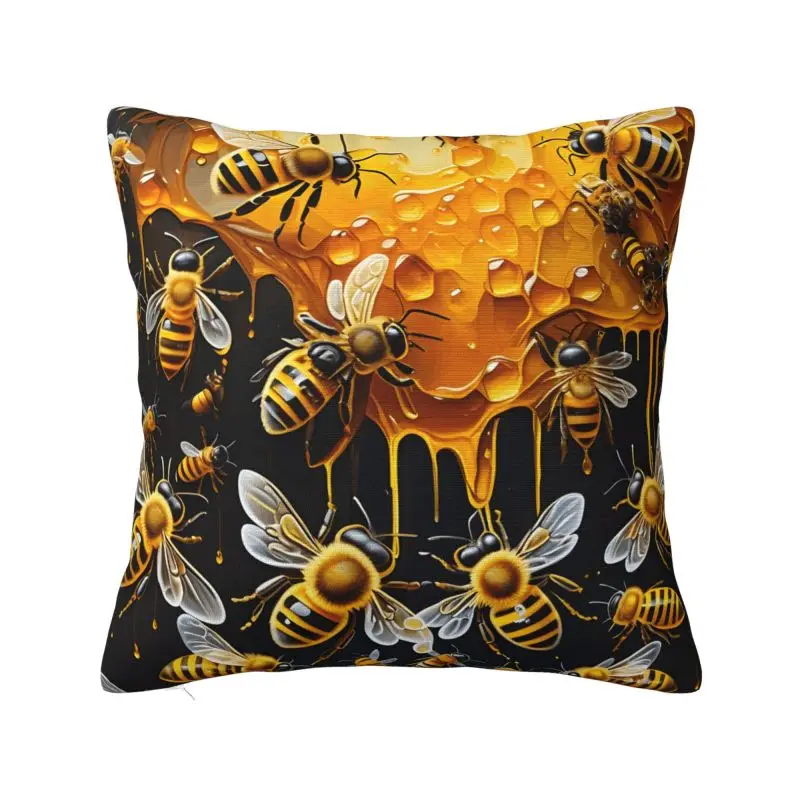 Modern Honey Bees Throw Pillow Covers Decoration 3D Printing Sofa Cushion Cover Polyester Soft Pillowslip Dakimakura