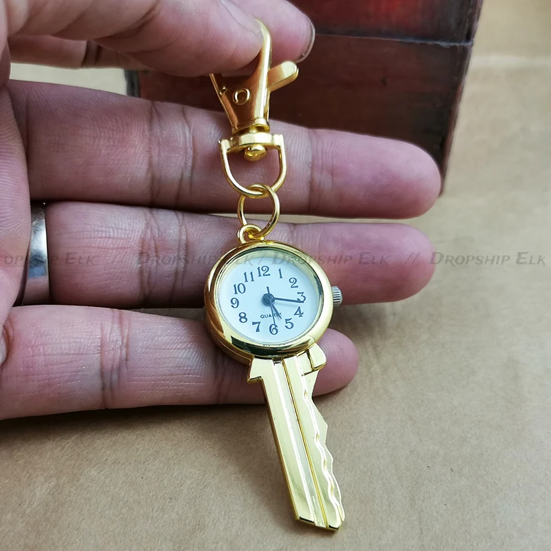 مشاهدة جيب المفاتيح قلادة مفتاح الساعات خمر حلقة كليب ممرضة فوب سلسلة الرجال أبي النساء الكوارتز منحوتة الهدايا معلقة