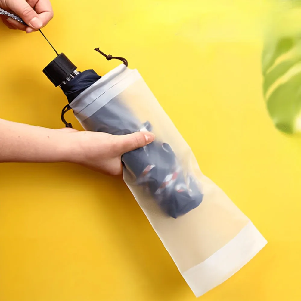 Wasserdichte, matte, durchscheinende Regenschirm-Aufbewahrungstasche mit Kordelzug – wiederverwendbarer, tragbarer Organizer für den Heim- und Außenbereich