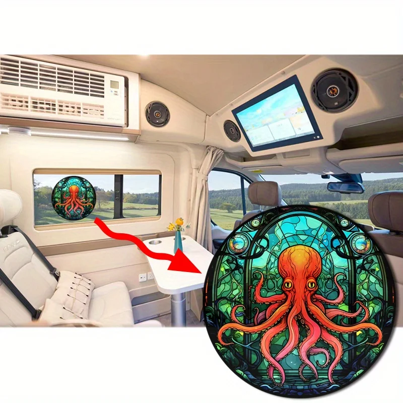 Octopus Pattern Window Glass Electrostatic Stickers Static Cling Glass Sticker Decorative Car RV Home Decoration Sticker#28 - Image 6