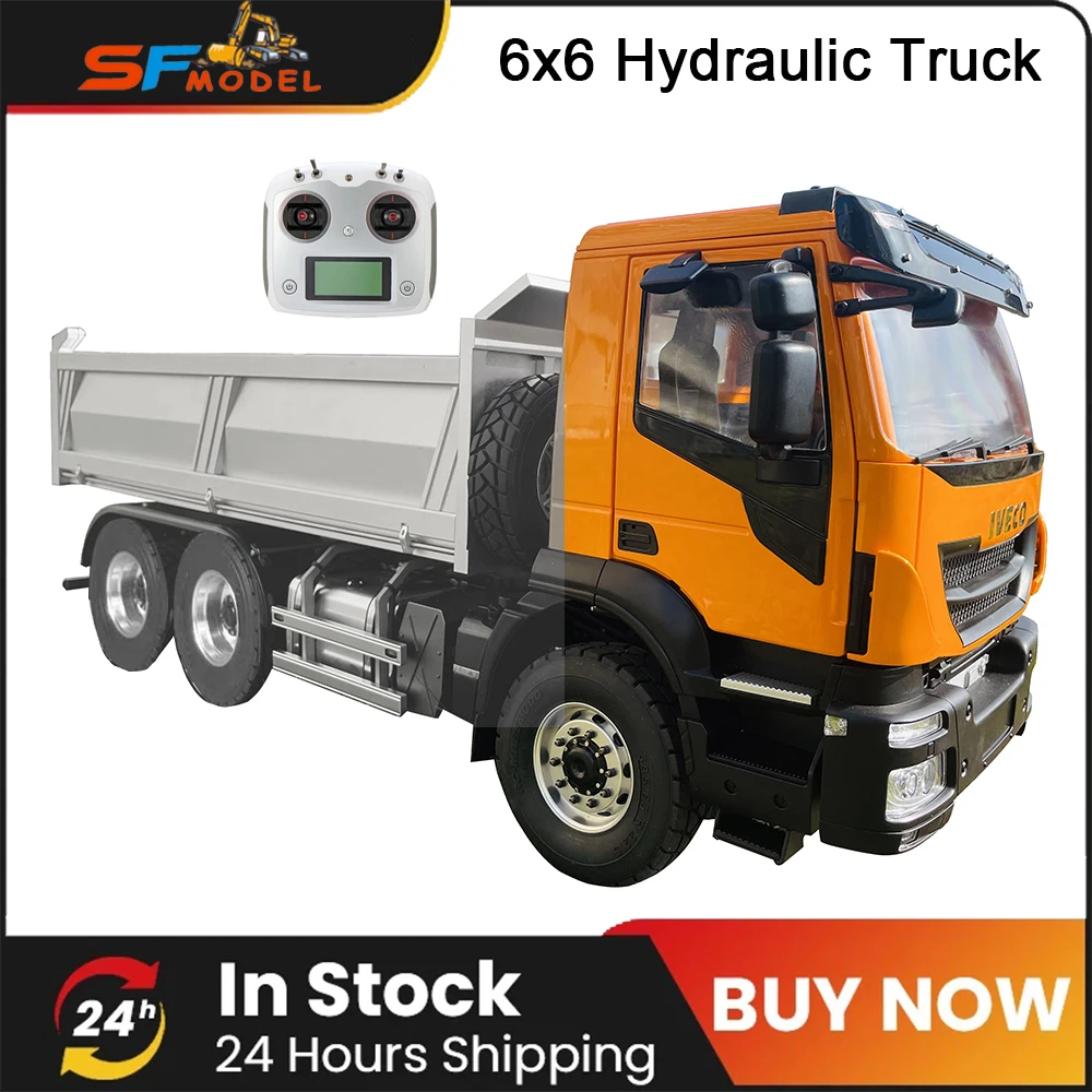 

RC Car 1/14 6×6 RC Hydraulic Dump Truck RTR Painted Version with Sound and Light System Boys Remote Control Truck Model Toy