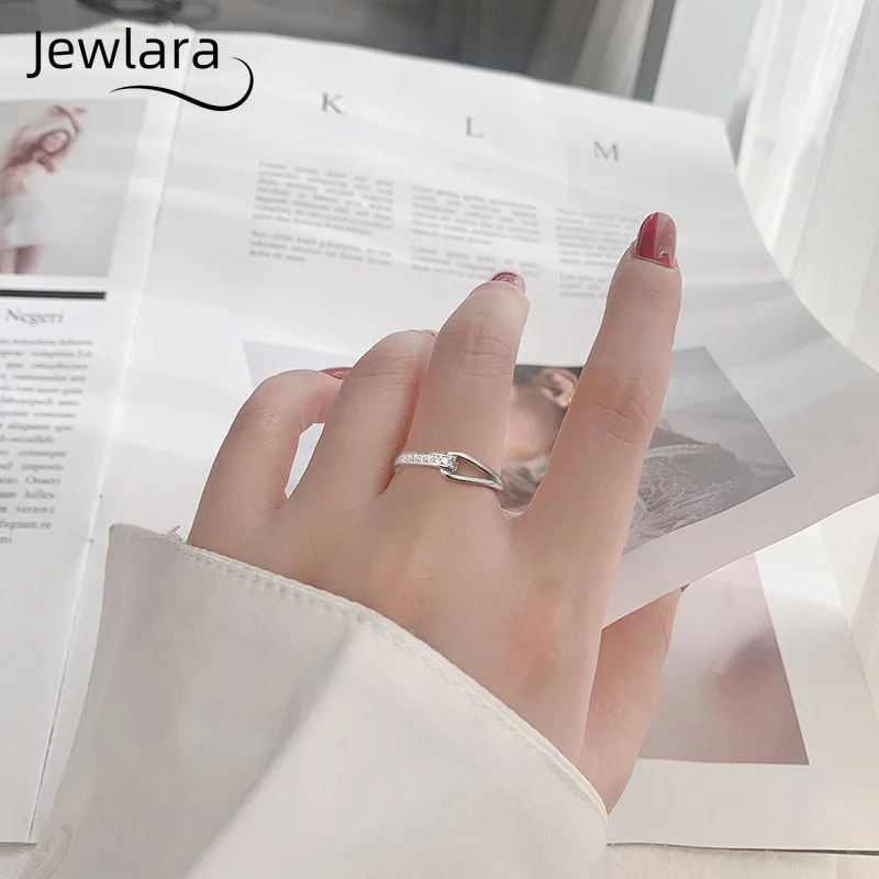 Jewlara Mozzarella 925 Silver Hollow Ring, Non-Fading Niche Design Cold Wind Drill Open Ring Jewelry