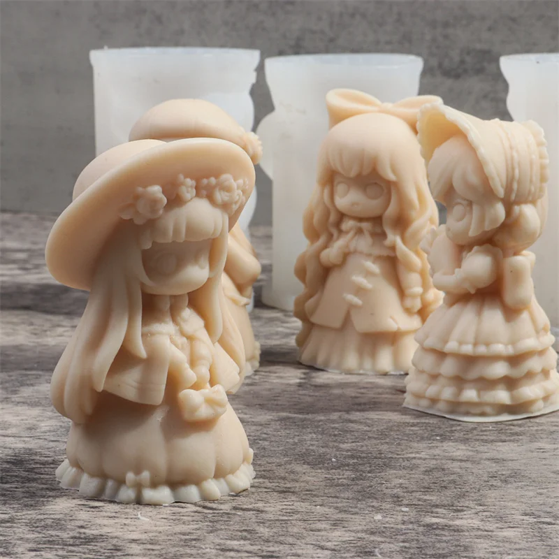 New DIY Princess Doll Silicone Candle Mold Cute Girls Portrait Plaster Epoxy Making Supplies Handmade Soap Ice Cube Baking Tools