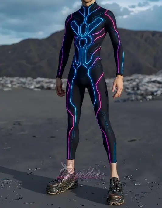 Herren Halloween Punk Jumpsuit 3D Digitaldruck Bodysuit Erwachsenen Zentai Cosplay Karneval Bühnenauftritt Catsuit Radsportkostüm – Detail 15