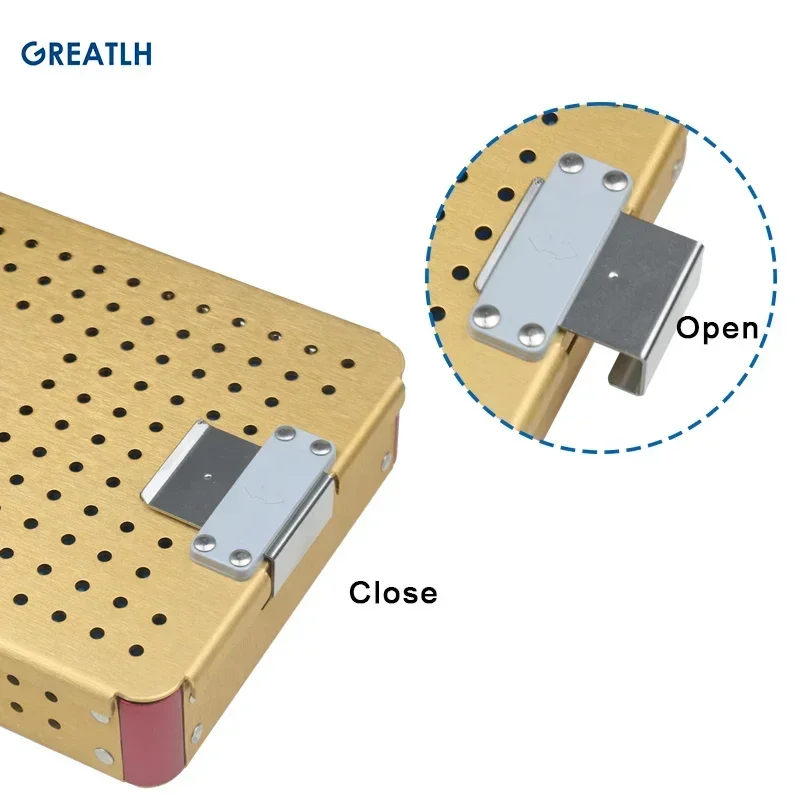 Sterilization Tray Case Single Layer Sterilising Box with Silicone Pad Aluminium Alloy