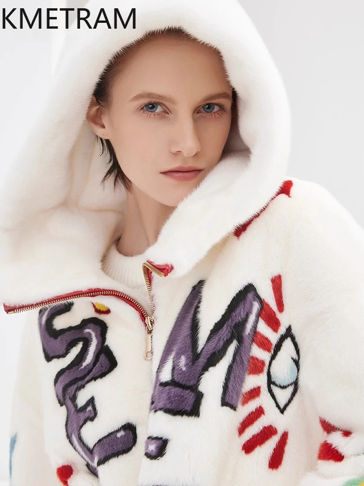 เสื้อแจ็คเก็ตขนมิงค์แท้ 100% สำหรับผู้หญิง เสื้อโค้ทขนสัตว์แท้สีขาวสุดหรู พร้อมฮู้ด เสื้อโค้ทฤดูหนาวคุณภาพสูง เสื้อผ้าผู้หญิง 2025 Fourrure