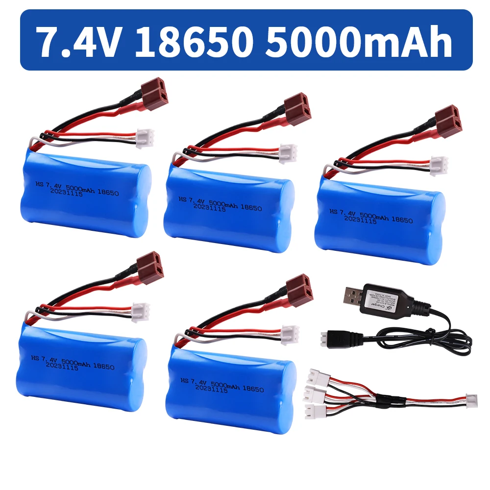 Upgrade 18650 7.4V 5000mah Battery for Wltoys 144001 A959-B A969-B A979-B K929-B 12428 12423 10428 Q39 RC Car Spare Parts 7.4 V