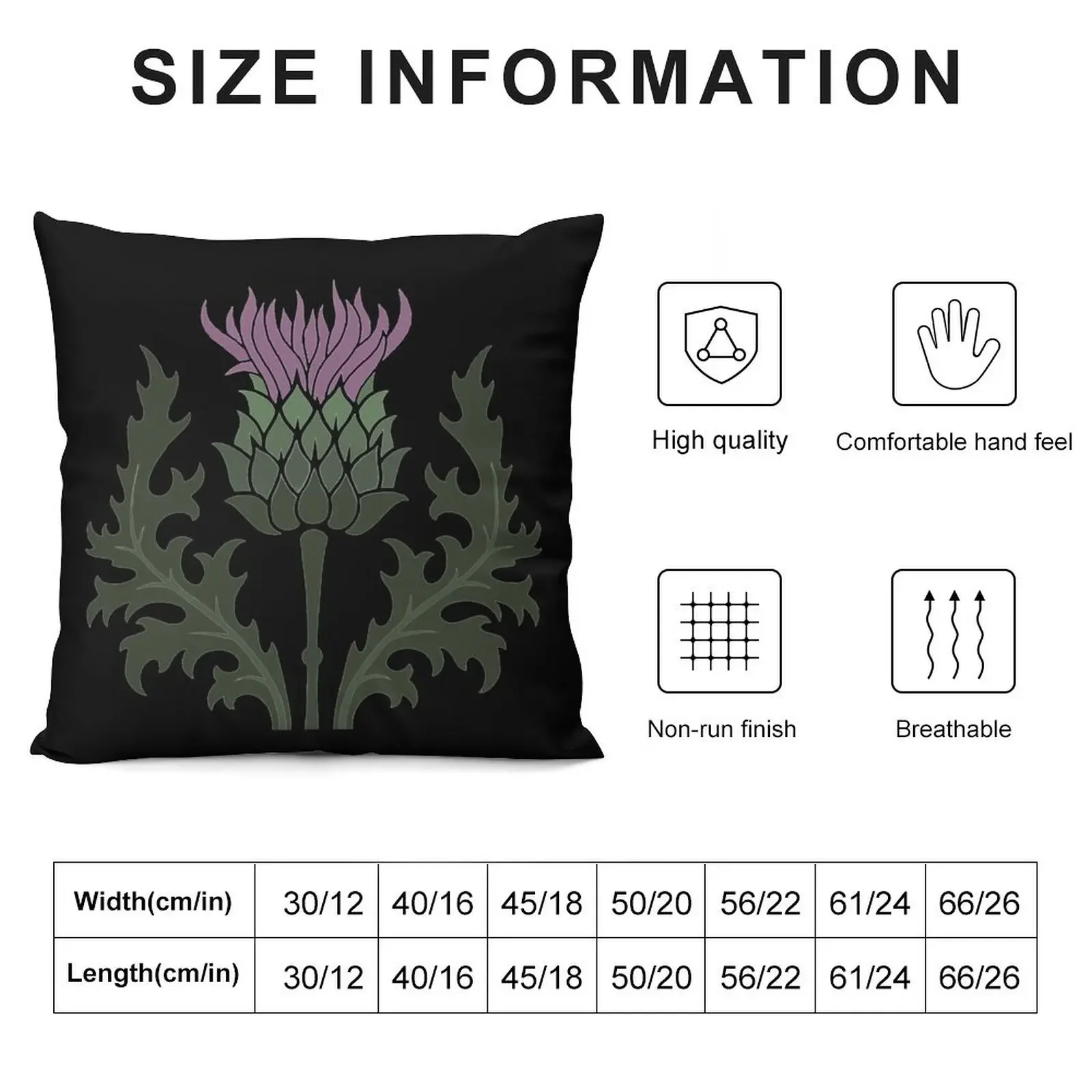 Scottish Thistle Flower of Scotland on Black Throw Pillow Decorative Cushions For Living Room Marble Cushion Cover pillow