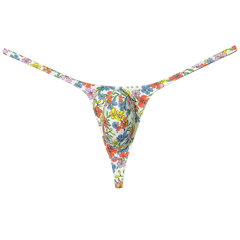 Men's Print G-String T-back Bikini Briefs String Underwear Soft Breathable Enhancing Bulge Thongs Quick-dry Tangas Sissy Panties