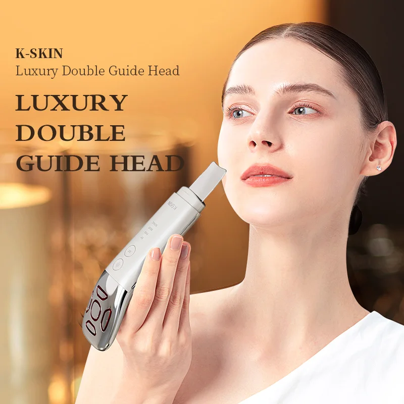 KSKIN Professional Electric Facial Dead Skin Peeling Sonic Cleaning LED Warm Ultrasonic Skin Scrubber