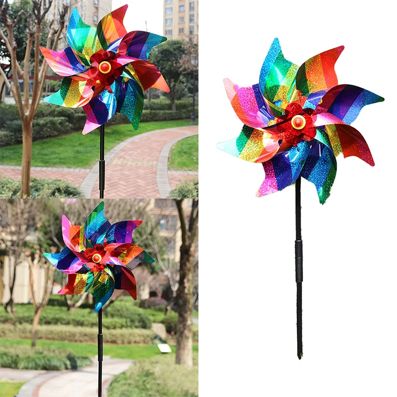 1pc Windmill Bird Repellent Decoration Bird-Scaring Wind Spinner Children Kids Toys Easy Installation Garden Orchard Protection