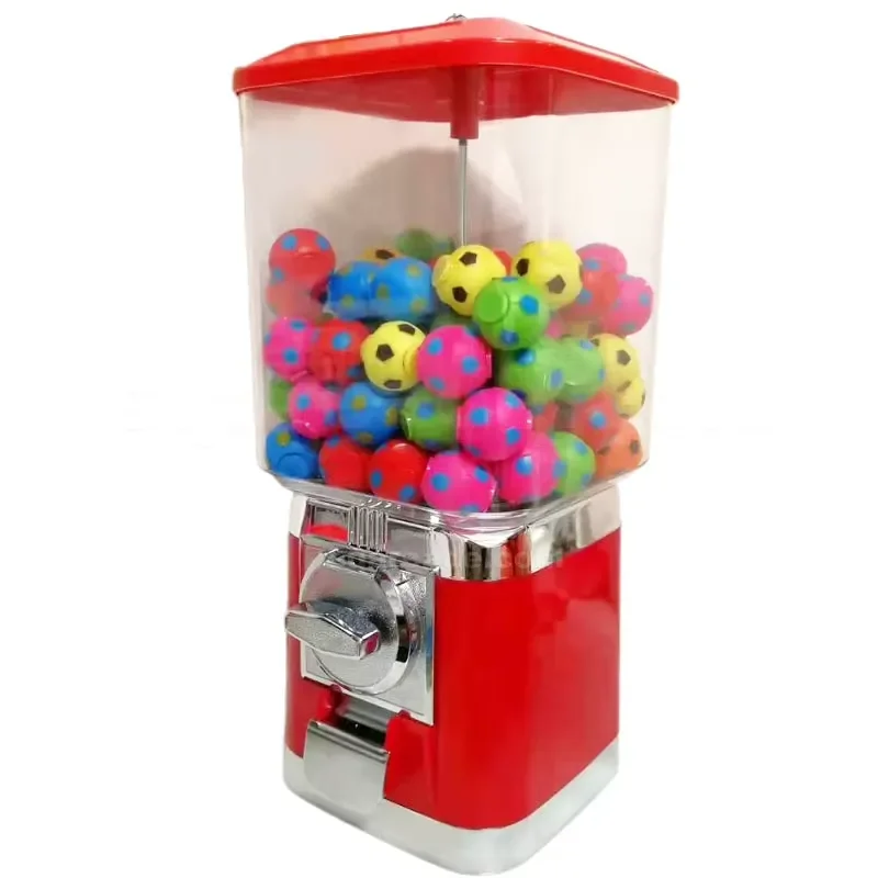 Square Coin Operated Gacha Machine Capsule Toy Dispenser Candy Chewing Gum Ball Vending Equipment Elastic Bubble Game Device