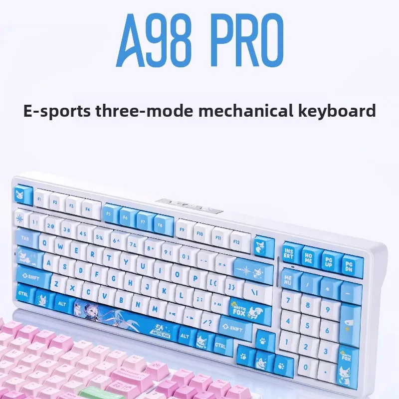 

Новая трехрежимная беспроводная клавиатура ATK A98 Pro, эргономичная, с низкой задержкой, с возможностью горячей замены, индивидуальная механическая игровая клавиатура для киберспорта