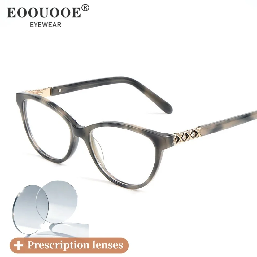 

Acetate Diamond Shines Design Spring Women's Glasses Optical Myopia Lenses Anti Reflection Prescription Recipe Customization
