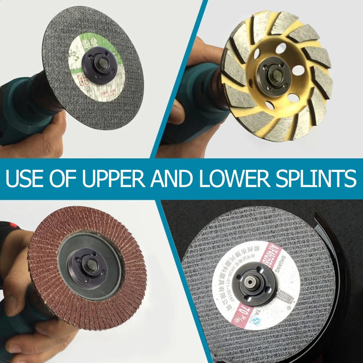 

4Pcs Angle Grinder Wrench Carbon Steel Durable Spanner Set 2 Wrenches Upper Lower Gasket for Grinding Disc Repair