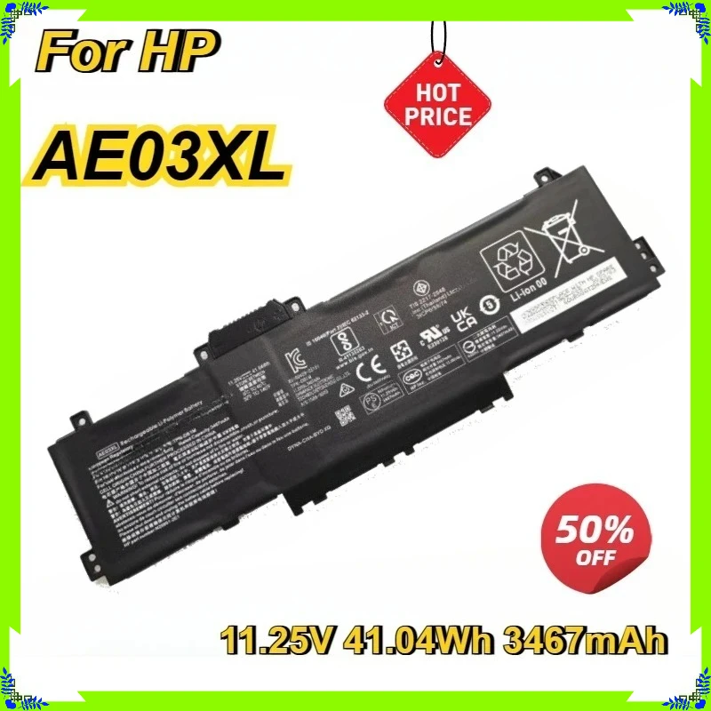 11.25V 41.04Wh AE03XL New Laptop Battery for HP 240 G10 14-EE 15-FC HSTNN-AB1B HSTNN-OB3E Bateria 3467mAh Replacement Battery