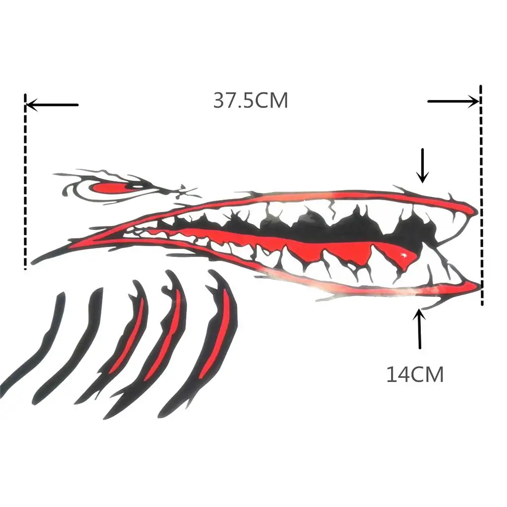 2 Pcs M2178 Shark Mouth Decals Sticker Kayak Canoe