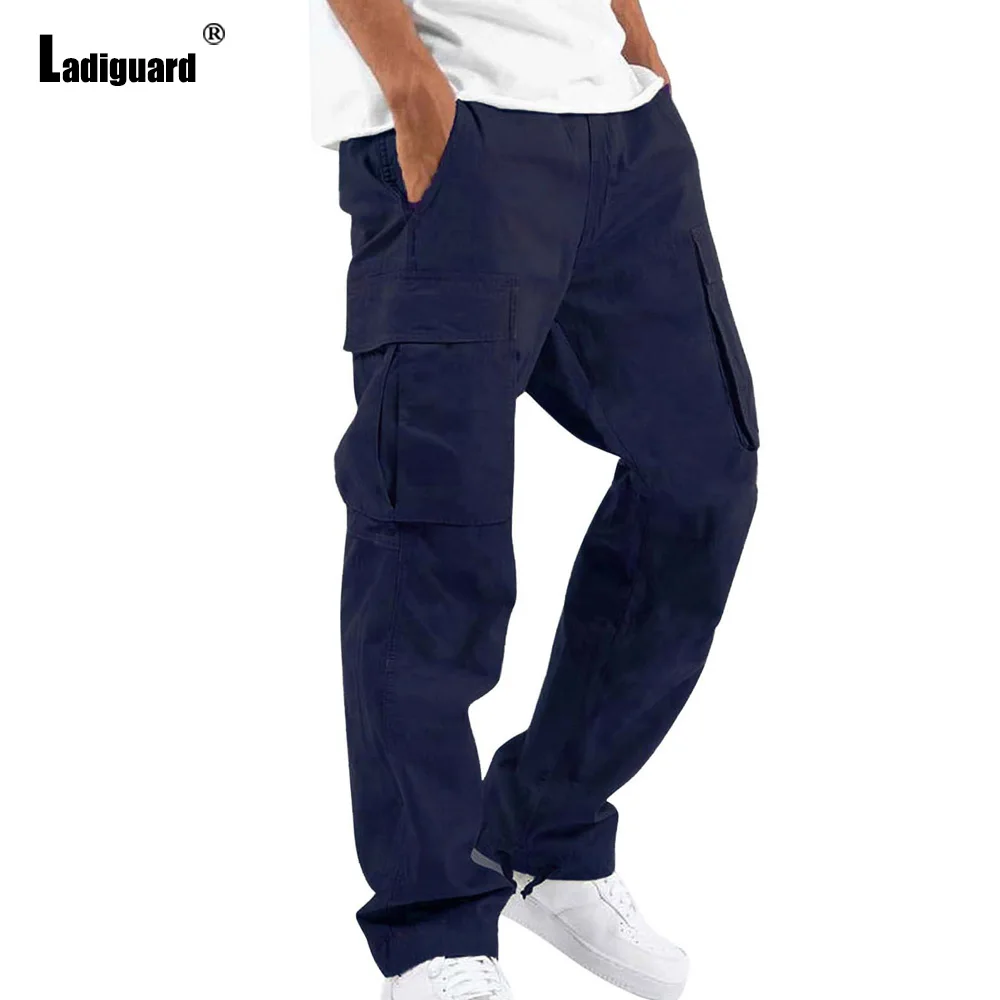 Survêtement multi-poches pour homme, pantalon cargo, couleur unie, violet, grande taille 5XL, survêtement décontracté, mode printemps 2023